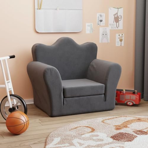 Willood Schlafsofa für Kinder Sofa Abnehmbarer Bezug, Gepolstert Kindersessel Sitzkissen, Kindercouch Kindermöbel, Anthrazit Weich Plüsch
