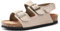 Yeeteepot Enfant Sandales Garçon Fille Bout Ouvert Réglable Sandales Cuir Chaussures de Plage Antidérapant Marche Sport Sandalettes Beige 25 EU