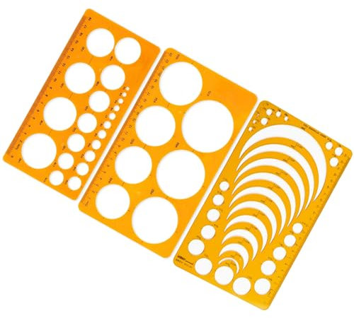 Bebochoi Kreisschablone zum Zeichnen, 3 Stück Zeichenschablone Set, Radius-Schablone, Kreis Lineal Zum Malen für Zeichenhilfen, Digitale Messschablonen Lineale, Transparent Orange