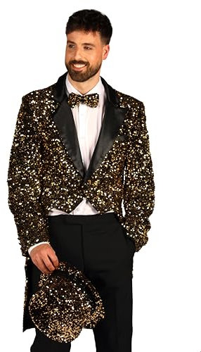narrenkiste T4252-1401-L gold-schwarz Herren Pailletten Frack-Jacke Broadway Gr.L=52