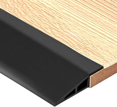 QWORK® 1M Rampa per sedia a rotelle in gomma PVC, rampa di soglia autoadesiva, striscia di transizione da pavimento flessibile per porte, piastrelle e scale (nero, altezza 1 cm)