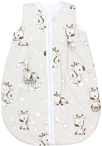 TupTam Baby Sommer Schlafsack 0.5 TOG aus OEKO-TEX zertifizierten Materialien, Farbe: Giraffe/Beige, Größe: 104-110
