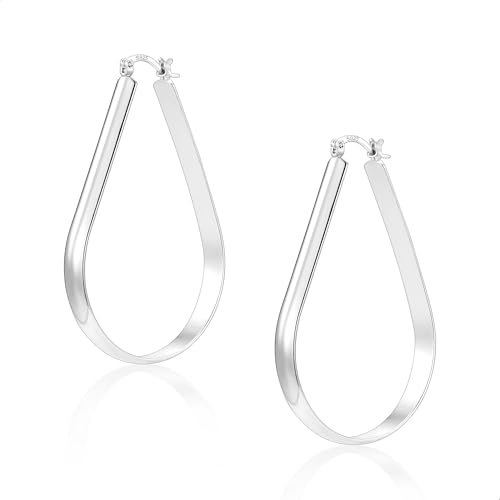 ALEXCRAFT Tropfen Breite Creolen Silber 925 Ohrringe Groß Chunky Large Silver Hoop Earrings Women für Damen Frauen Freundin Mama Mädchen 40 * 61MM