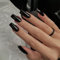 KQueenest Press On Nails Lange Mandel Eckig, Sarg Nägel zum Aufkleben Schwarz, Glänzende Jelly-Gel Fake Nails Fingernägel zum aufkleben Ballerina, Einfarbig Acryl Kunstnägel für Frauen, 24 Stück