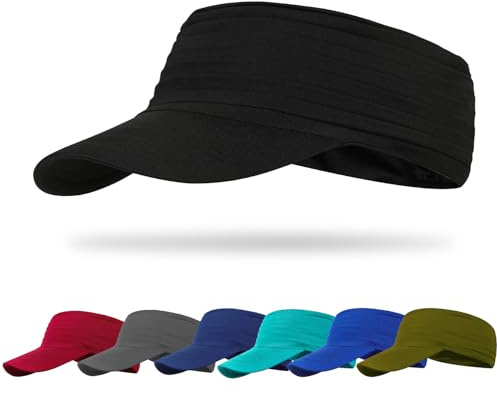 TAGVO Schnell Trocknend Sun Visor Cap für Damen Herren, UV-Schutz Leicht faltbar Strand Golf Tenniskappe Sonnenhut mit Elasität Krempe, Outdoor Sun Visor Hüte Sport Cap für Tennis Running Golf Wandern