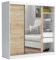 Brent - Kleiderschrank mit Spiegel und Schubladen 200cm Breit Chelsea Tomy, Schwebetürenschrank mit Spiegel, Schlafzimmerschrank, Kleiderschrank Weiß/Sonoma Eiche