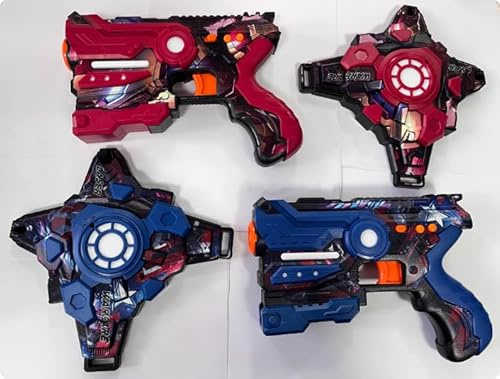 Infrared Laser Tag Guns Set, Pistolet avec des Gilets 2 Joueur, 2,4 GHz Laser Tag Pistolets Jouets, Game Meilleur Cadeau pour 7-12 Ans Garçons Filles Intérieur et Extérieur (Bleu + Rouge)