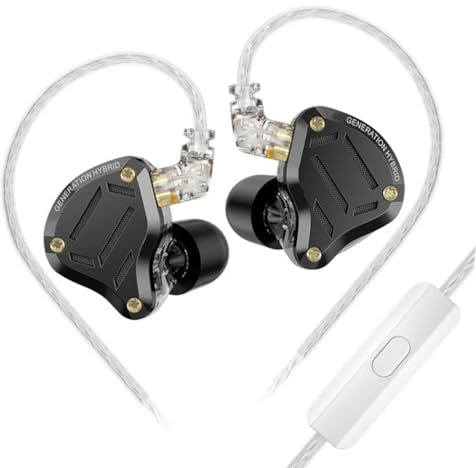 Flaroey Dynamic Driver Earphones Noise Cancelling HiFi In-Ear Heavy Earbuds for Sport Music Gaming Headphones,B