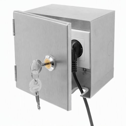 UKCOCO Boîtier de Prise Étanche avec Serrure : Boîtier de Prise en Acier Inoxydable de Type 86, de Mural Extérieur, Couvercle de Panneau de pour Usage Industriel, Commercial Et Résidentiel.