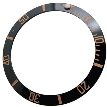 ROUREOX Inserto Lunetta in Ceramica 38mm Antigraffio, Anello di Ricambio Modding & Riparazioni Orologi per Rolex Submariner series-Oro Nero + Rosa