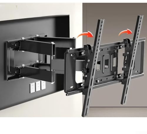 Support mural pivotant et inclinable réglable pour TV de 26 à 80, construction en acier robuste, rotation à 360°, inclinaison de +10° à -10°, supporte jusqu'à 40 kg (E)