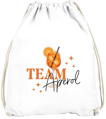 MoonWorks® Turnbeutel Spruch Lustig - Team Spritz - Gruppenoutfit Gadget Accessoires Party JGA Fasching Karneval Gymbag Weiss unisize