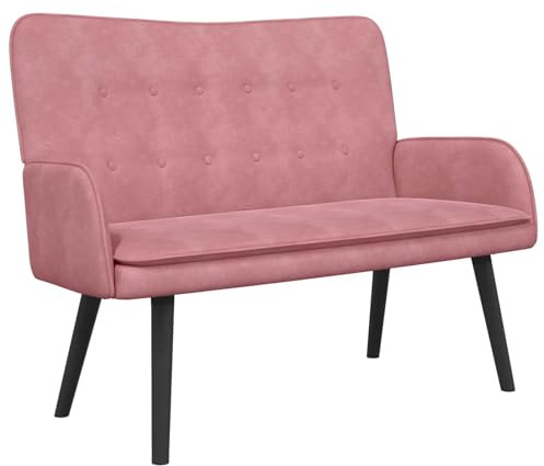 Mhdvray Canapé 2 places, rose, 115 x 61 x 87 cm, en velours avec cadre en métal, élégance moderne, confortable et robuste, pour salon, chambre à coucher, couloir