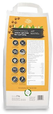 SALiNGO Hundefutter Trockenfutter Junior für Welpen und Junge Hunde, Geflügel mit Kartoffel, getreidefrei, ohne künstliche Zusatzstoffe (2kg)
