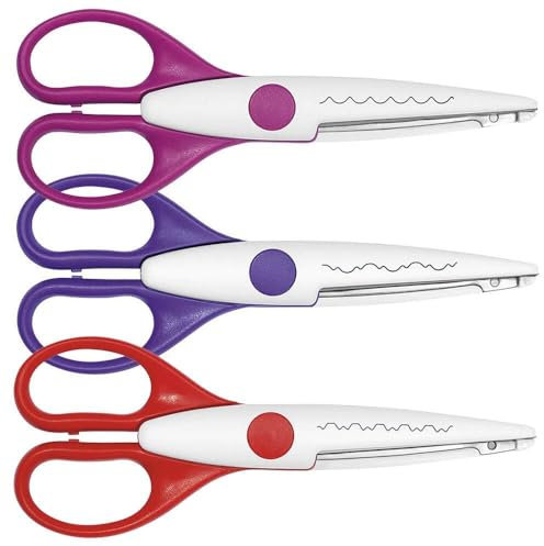 WEDO Bastelscheren-Set Barock-/Ziegel-/W-Schnitt, 3 Stück, Kunststoff, violett, 16 cm