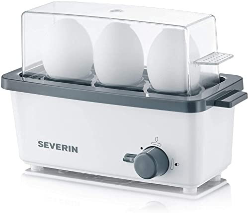 Severin, Bianco EK 3161 Cuociuova Start, Tre Posti, Controllo Elettronico, Grigio, 300 W, 11 fluid_ounces, Plastica/piastra riscaldante in acciaio inox