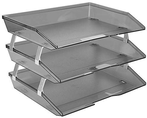 Acrimet Facility 3 Ebenen Briefablage Seiteneinschub, Letter Tray/A4, Desktop Datei Organizer, Kunststoff (Rauchgrau)