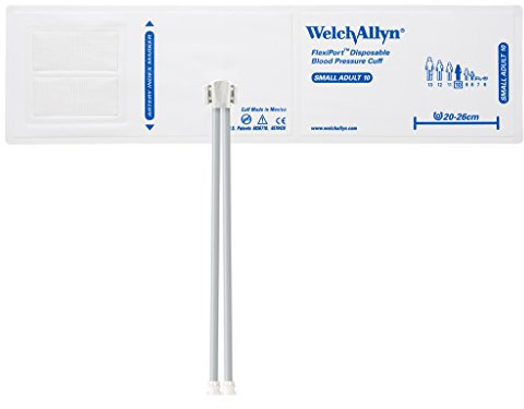 Welch Allyn SOFT-10-2MQ FlexiPort Soft Disposable Blood Pressure Cuffs with Two-Tube Locking Type Connector, Small Adult [size 10] (Pack of 20)
