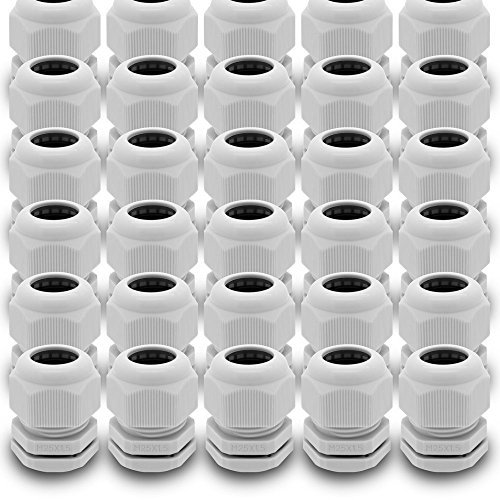 ARLI Kabelverschraubungen M25 x 1,5 mm metrisch IP68 100x M 25 Kabel Verschraubung 14-16 mm grau Gegenmutter wasserdicht Kunststoff (100 Stück)