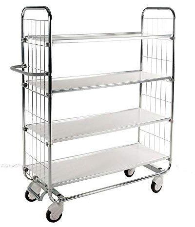 Kongamek | Verzinkter Etagenwagen | 4 Böden | LxBxH 815 x 470 x 1590 mm | 4 Rollen | 2 feststellbar