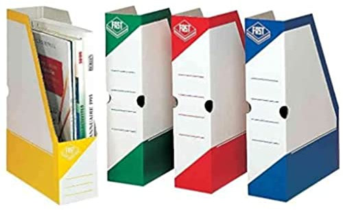 FAST Lot de 25 Porte-Revues 33x25cm Dos 8cm Couverture Carton Ondulé Bleu