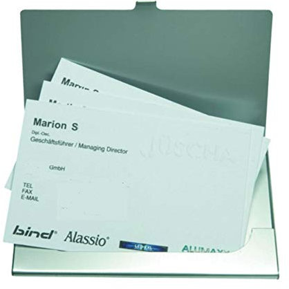 ALASSIO Visitenkartenetui aus Aluminium in Matter Optik, Etui für ca. 10 Visitenkarten Porte-Cartes de Visite, cm, Argenté (Silber)