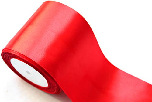 CaPiSo 22m Satinband 100 mm Schleifenband 10cm Breite Geschenkband Tischläufer Dekoband Dekoration Weihnachten Hochzeit: Rot
