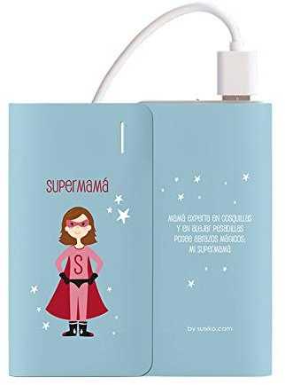 Susiko Batería Externa 4000 mAh - Diseño Super Mamá, Compacta y Conexión Micro USB
