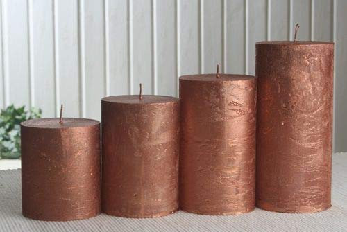 Rustik-Stumpenkerzen-Adventsset, groß, 7 cm Ø, Kupfer-metallic