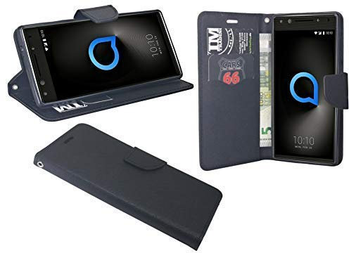 cofi1453® Buch Tasche Smart kompatibel mit ALCATEL 5 (5086D) Handy Hülle Etui Brieftasche Schutzhülle mit Standfunktion, Kartenfach Schwarz
