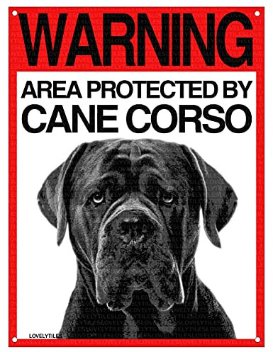 Lovelytiles Cane Corso Targa ATTENTI al Cane Cartello Warning Area Protected BY