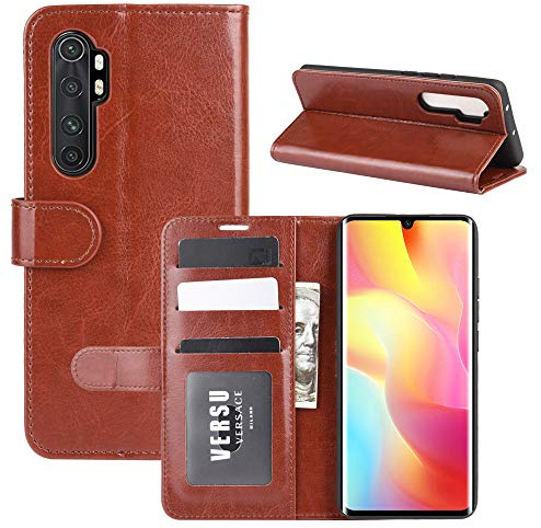 Hülle® Brieftasche Flip Handyhülle Kompatibel für Xiaomi Mi Note 10 Lite (Braun)