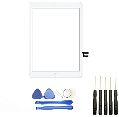 Visiodirect Vitre Tactile Compatible avec Ipad 7 A2197 A2198 A2200 Taille 10.2 Blanc + Kit Outils