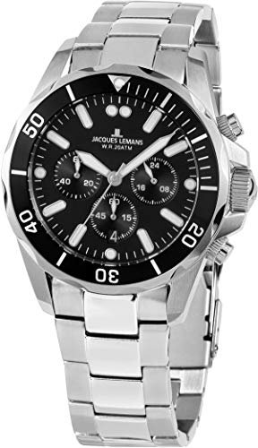 JACQUES LEMANS Herrenuhr Liverpool Edelstahlband massiv Edelstahl 1-2091F
