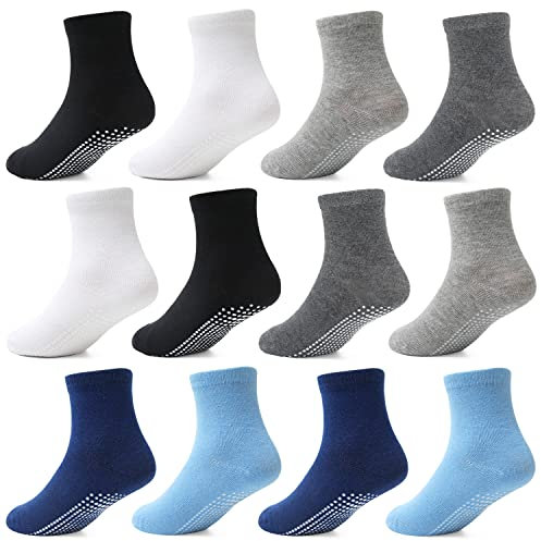 HYCLES Stoppersocken Kinder - 12 Paar Rutschfeste Socken für 0-10 Jahre, Mädchen 1-3 Jahre