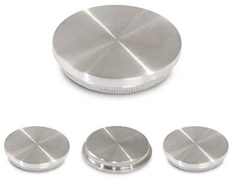Endkappen Edelstahl V2A Rohrverschluss Deckel Rohrstopfen Stopfen f Geländerrohr 42,4mm (Flach | Vollmaterial | Ø 42,4mm)