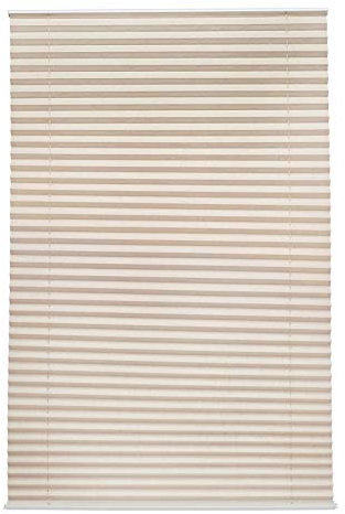 Amazon Basics Plissee-Rollo ohne Zugkette, ohne Bohren, 65 x 130 cm, Cremefarben