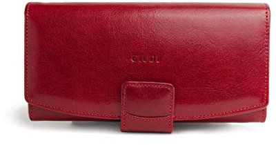 Giudi ® Geldbörse Damen Pflanzlich gegerbtes Rindsleder Groß Münzbörse Kartenhalter (Rot)