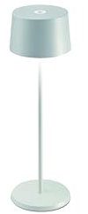 Zafferano Lampada Olivia Pro, Lampada da Tavolo Ricaricabile e Senza Fili con Controllo Touch, Adatta per Salotto ed Esterni, Dimmer, 2700-3000 K, Altezza 35 cm, Colore Bianco