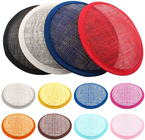 Washranp Sinamay Basis, Damen Sinamay Cocktail Hut Fascinator Runde Basis Hutmacherei DIY Bastelzubehör Grau