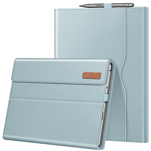 FINTIE Case Compatible with Microsoft Surface Pro 8 (13-inch,2021 Release) - Multi-Angle Portfolio Business Cover with Pocket and Stylus Holder, Compatible with Type Cover Keyboard, Ice Blue
