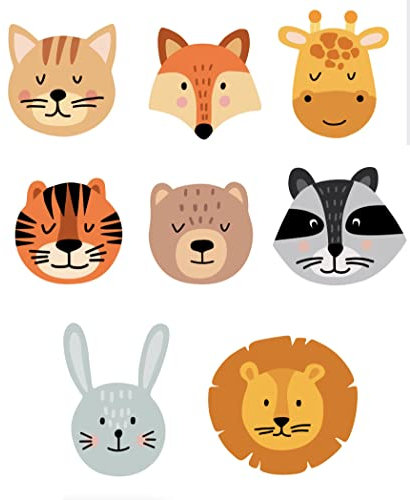 8 x Children's Knee Patches Screen Printed Iron-on Patches Iron-on Appliques for Repairing and Decorating Trousers, Jackets, Jerseys, Backpacks, Robes etc. (AnimalsFace)