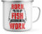 Purple Print House Born To Fish Enamel Mug, Fishing Gifts for Him, Birthday Camping Gift, Camping Coffee Cup for Fisherman, Fishing Presents For Dad and Grandad, One Size, White
