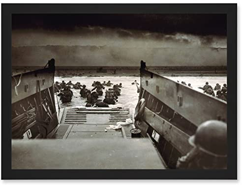 Artery8 War Military History D Day Landing Normandy Into Jaws Of Death Photo Artwork Framed A3 Wall Art Print