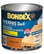 BONDEX - Vernis 2 en 1 Haute Résistance - Protège et Embellit le bois - Chêne Doré Mat - 0,25 Litre