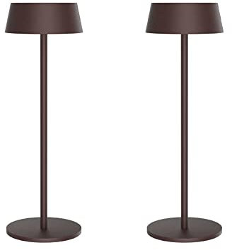 K-Bright Berührungsschalter Dimmbare LED Schnurlose Schreibtischlampe 2er Pack Wiederaufladbare Warme Lichtfarbe 3000K Wasserdichte Innen-Außen-Schreibtischlampe Designer Ladestation Rostrot