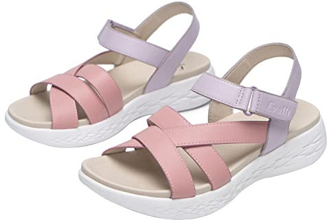 RIZ-ZOAWD Damen ModeTrekking Sport Sandalen Wasser Schuhe Sommer Frauen Wandernsandalen Beach Peeptoe Verstellbare Klettverschluss Walking Schuhe