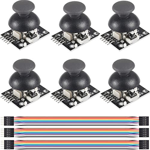 Youmile 6 pcs Dual-axis XY Joystick Module PS2 module Game Joystick Control Lever Sensor KY-023 XY Dual-axis Joystick Breakout Module with DuPont Cable for Arduino
