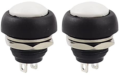2x Drucktaster rund Taster 12mm DIY Druckschalter AC 1,5A/230V 12V NON-Momentan button | Weiß