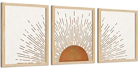 Putuo Decor Dekor Boho Sun Wall Art Mid Century Sun Poster Prints Wall Art, Moderne Zimmerdekorationen Ästhetik UNFRAMED, 20,3x25,4cm